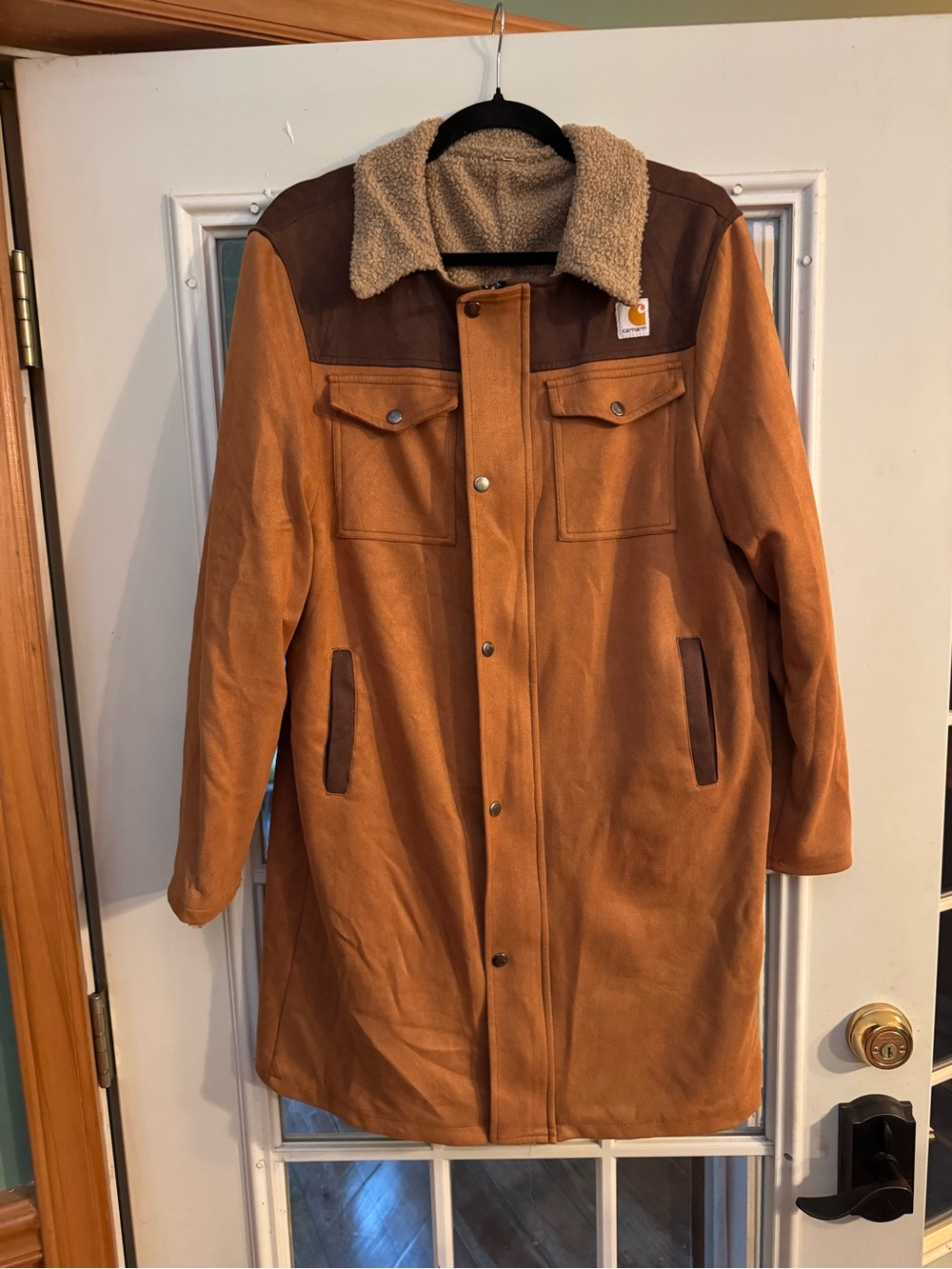 Carhartt Brown Sherpa-Lined Tan Work Coat